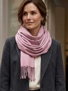 JEAN PAUL pink Frindge light weight Cashmir Wool And Viscosa Blend  Scarf NWT